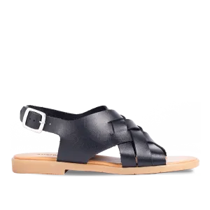 Braid sandal with buckle closure