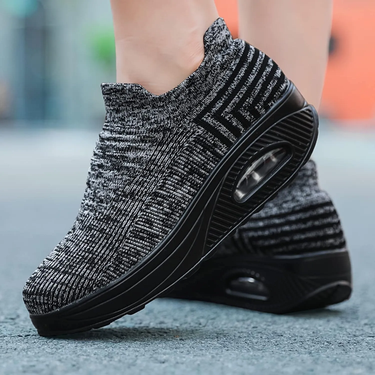 Breathable Casual Air Cushion Slip-On Orthopedic Diabetic Walking Shoes, Women's Walking Shoes Sock Sneakers