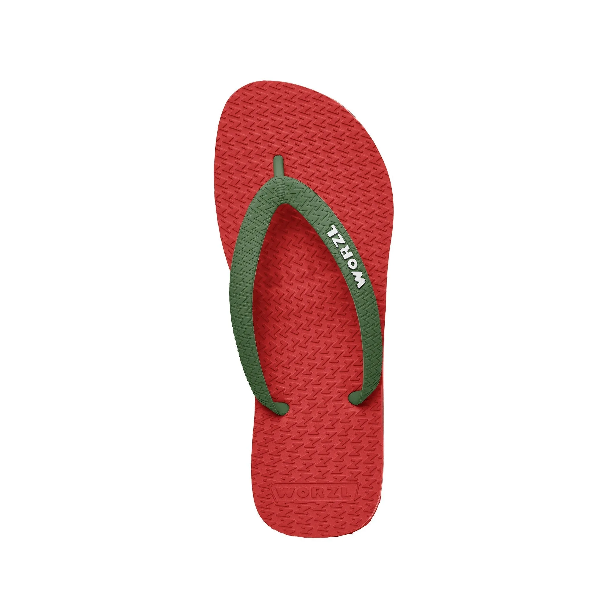 BRIGHT RED - Mens non plastic, biodegradable, rubber flip flops made in the UK.