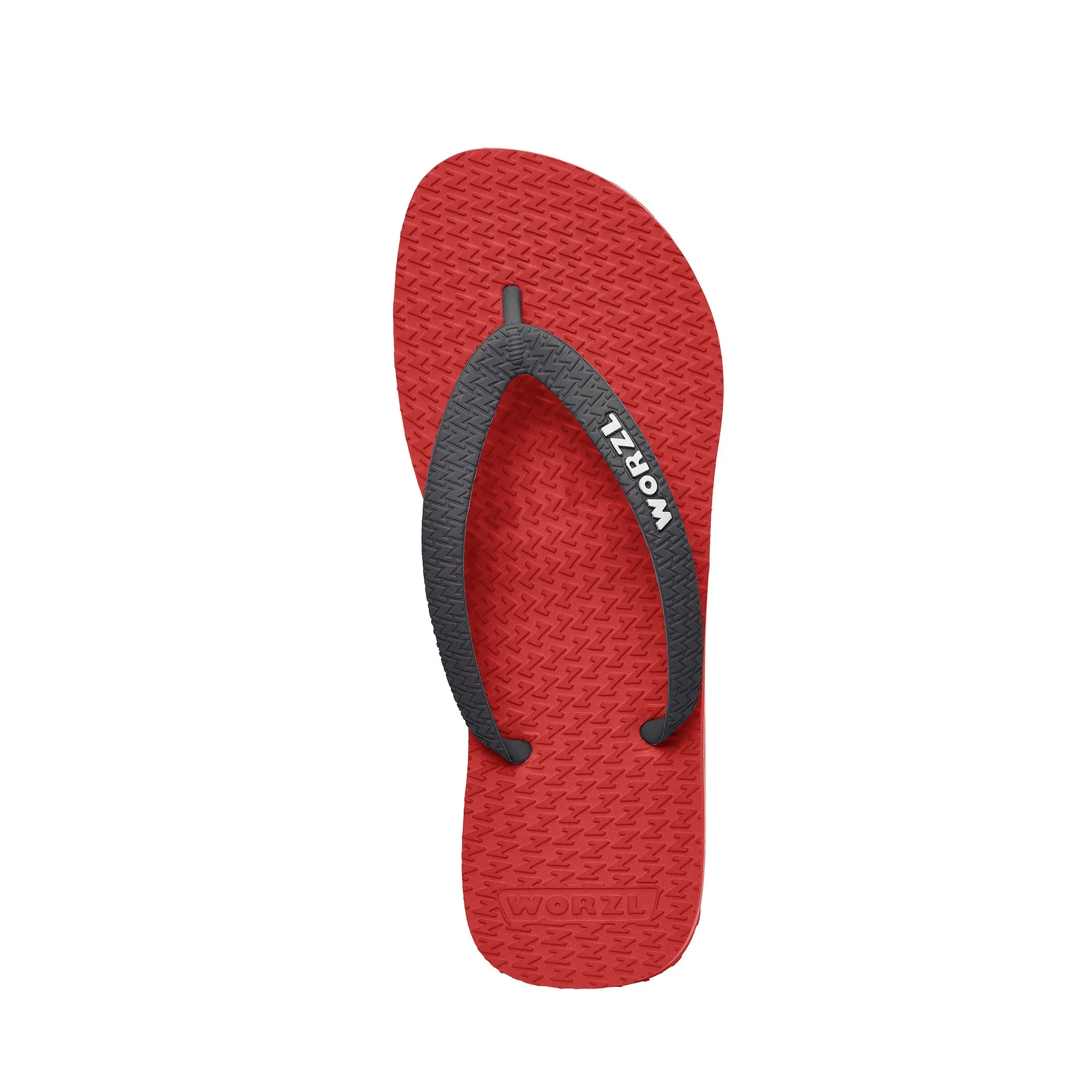 BRIGHT RED - Mens non plastic, biodegradable, rubber flip flops made in the UK.