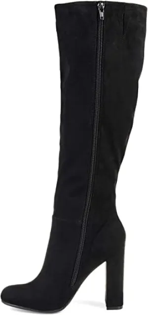 Brinley Co. Womens Knee-high Ruffle Boot Black, 8.5 Extra Wide Calf US