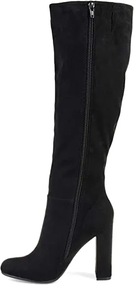 Brinley Co. Womens Knee-high Ruffle Boot Black, 8.5 Extra Wide Calf US