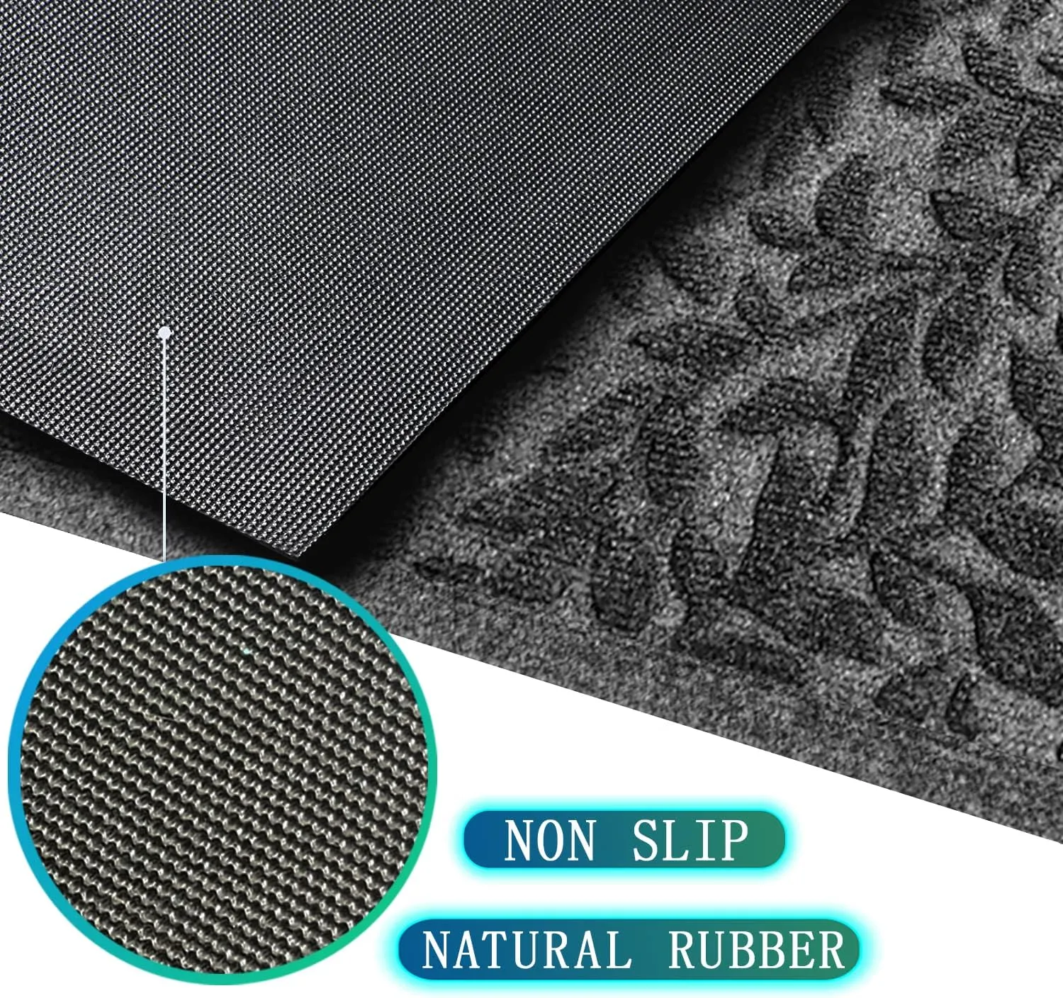 Bulijojo Outdoor Indoor Entrance Doormats,Durable Heavy Duty Welcome Mat,Thick Absorbent Natural Rubber Non Slip Mat,Easy Clean Entryway Rug Leaves Grey 23"x35"