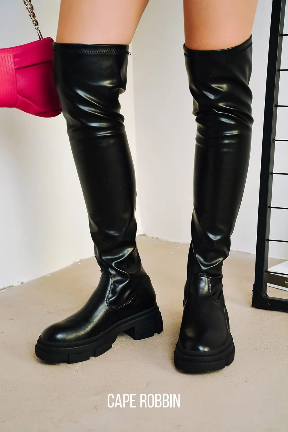 Campi Knee High Chunky Lug Round Toe Boots (Campi)