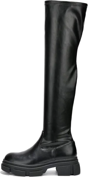 Campi Knee High Chunky Lug Round Toe Boots (Campi)