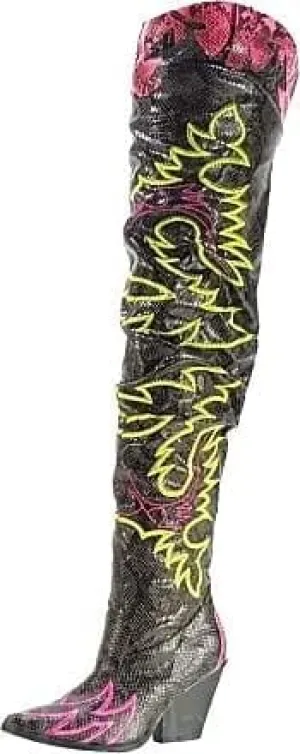 Cape Robbin | HILDA OVER THE KNEE THIGH HIGH CHUNKY LOW HEELED BOOTS-ANIMAL