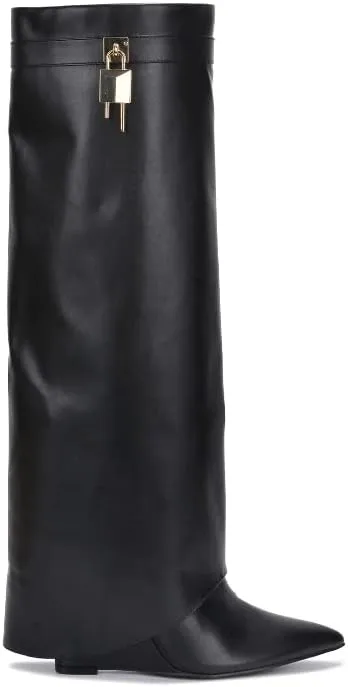 Cape Robbin Women's Pointed Toe Wedge Heel Knee High Boots Valeri