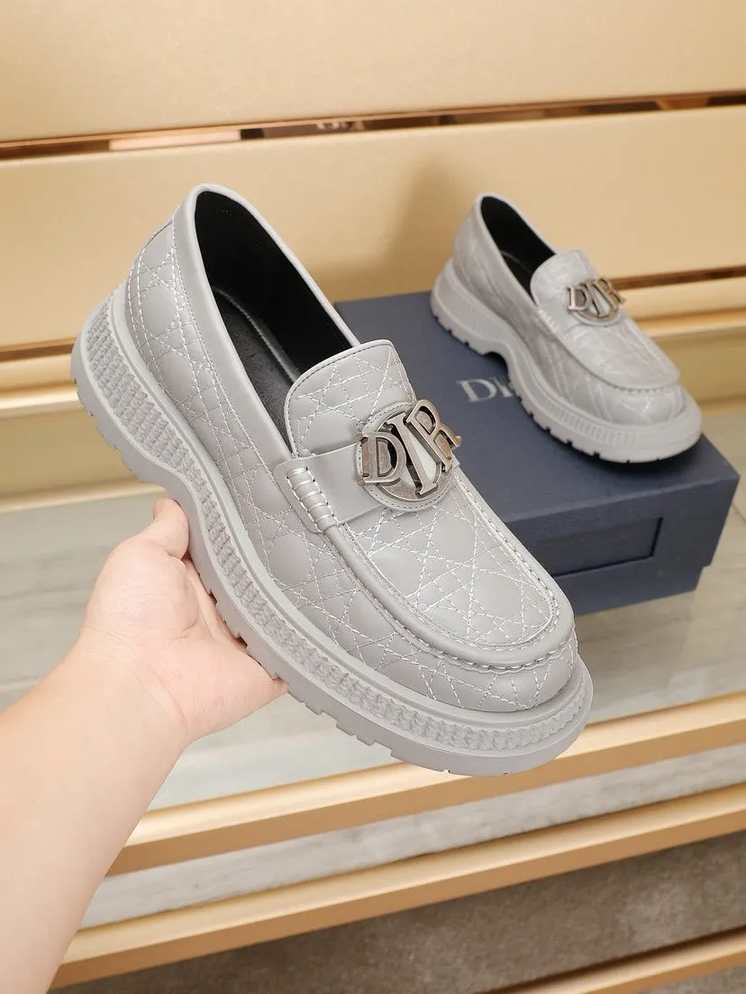 CD EXPLORER LOAFER LIGHT GRAY EMBROIDED CALFSKIN