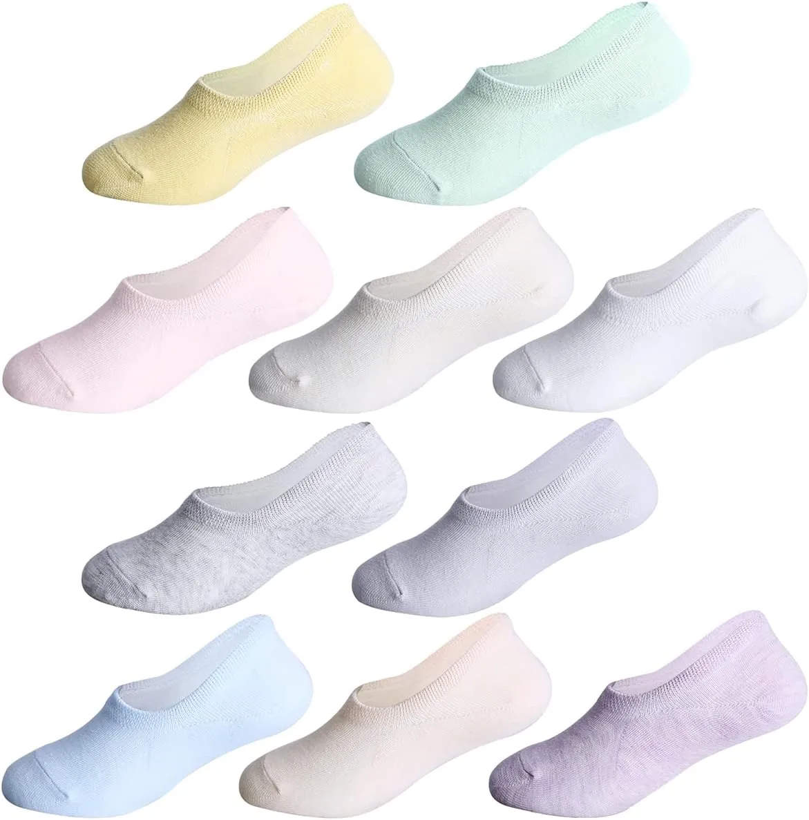 CHUNG Toddler Little Boys Girls No Show Liner Cotton Socks Thin Multi Solid Color White Summer 10 Pack 2T-12Years