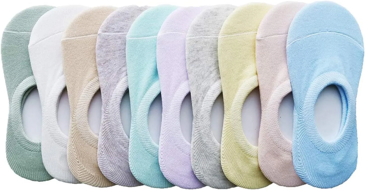 CHUNG Toddler Little Boys Girls No Show Liner Cotton Socks Thin Multi Solid Color White Summer 10 Pack 2T-12Years