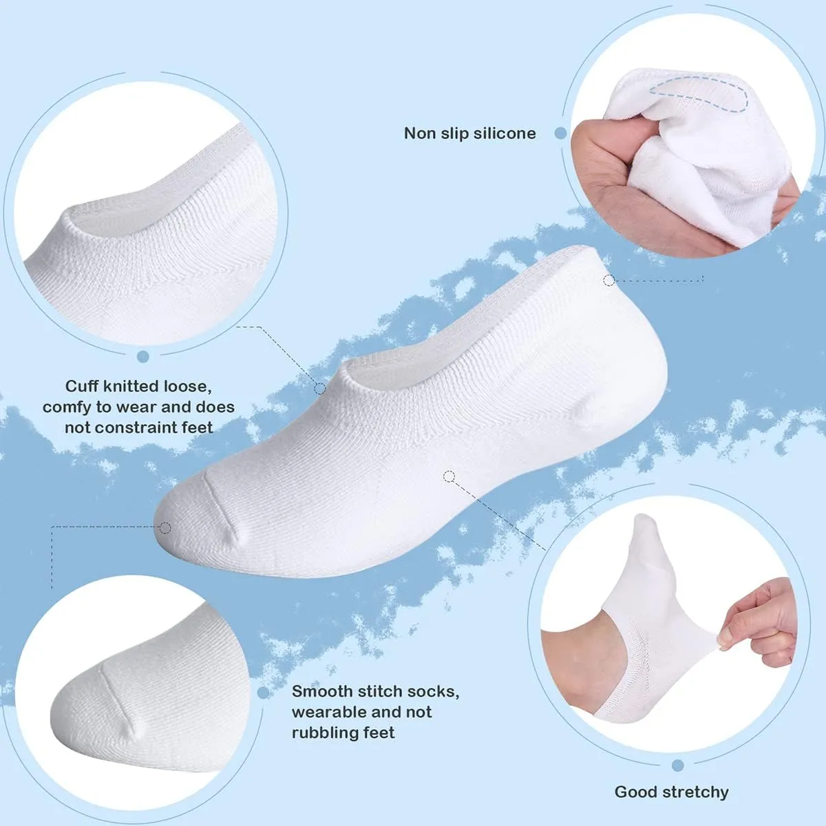 CHUNG Toddler Little Boys Girls No Show Liner Cotton Socks Thin Multi Solid Color White Summer 10 Pack 2T-12Years