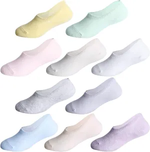 CHUNG Toddler Little Boys Girls No Show Liner Cotton Socks Thin Multi Solid Color White Summer 10 Pack 2T-12Years