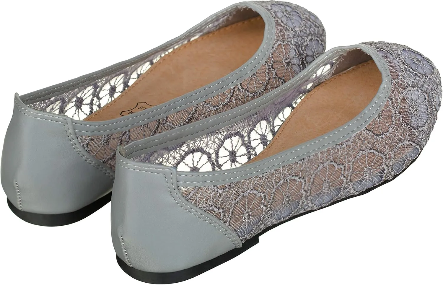 CLOVERLAY Women's Ballet Shoe Floral Breathable Crochet Lace Ballet Flats