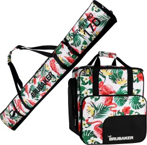 Combo Set CarverSpotlight - Ski Bag and Ski Boot Bag for 1 Pair of Skis   Poles   Boots   Helmet - Flamingos - 66 7/8 Inches / 170 Cm