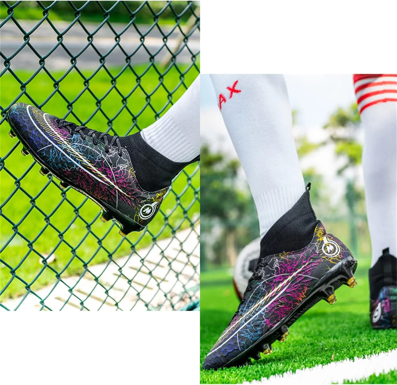 Competitive Unisex Soccer Shoes Men Women Indoor Outdoor Football Boots Athletic Turf Team Cleat Running Sports Lightweight Breathable Anti-Skid Damping Shoes