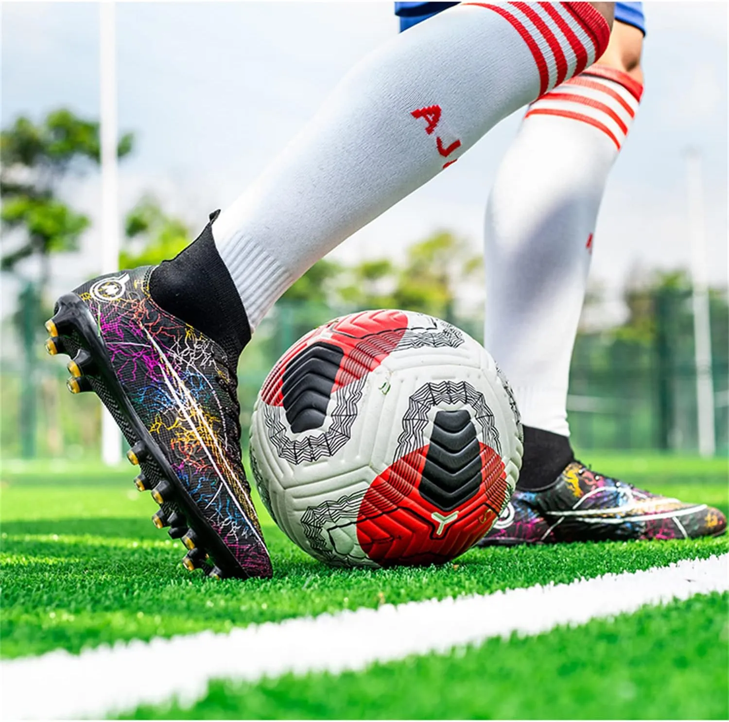 Competitive Unisex Soccer Shoes Men Women Indoor Outdoor Football Boots Athletic Turf Team Cleat Running Sports Lightweight Breathable Anti-Skid Damping Shoes