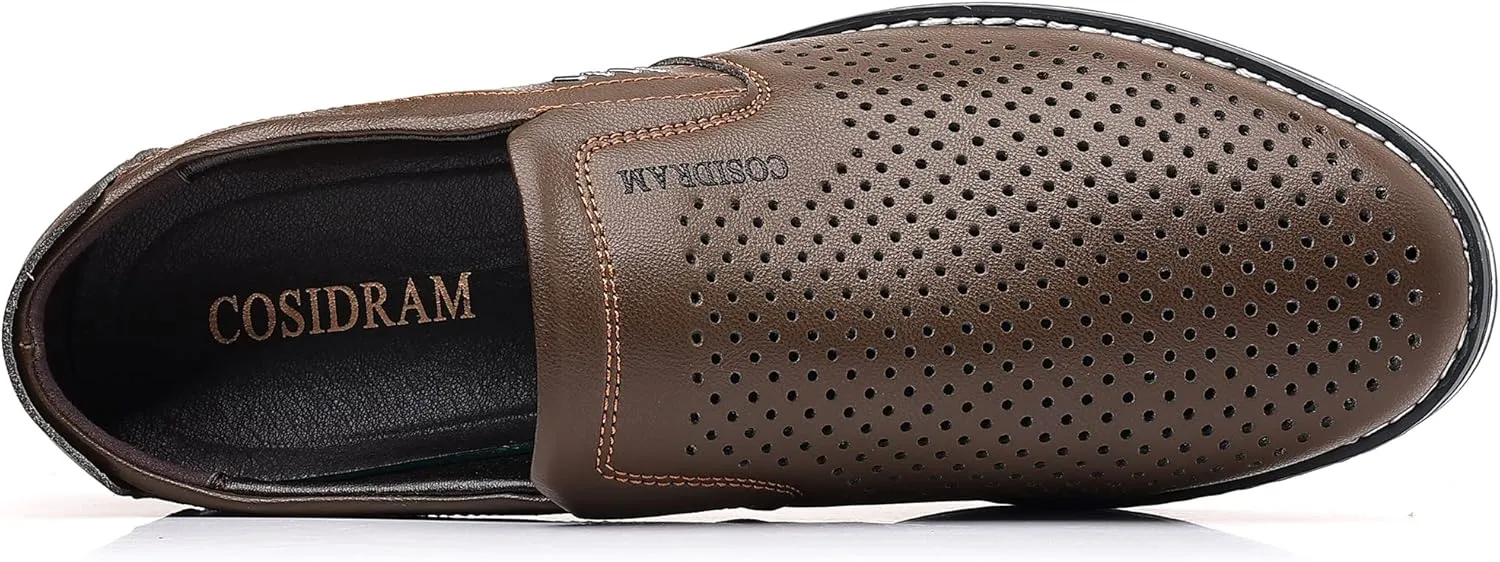 COSIDRAM Mens Casual Shoes Slip on Loafers Lightweight Hollow Out Breathable Male Shoes