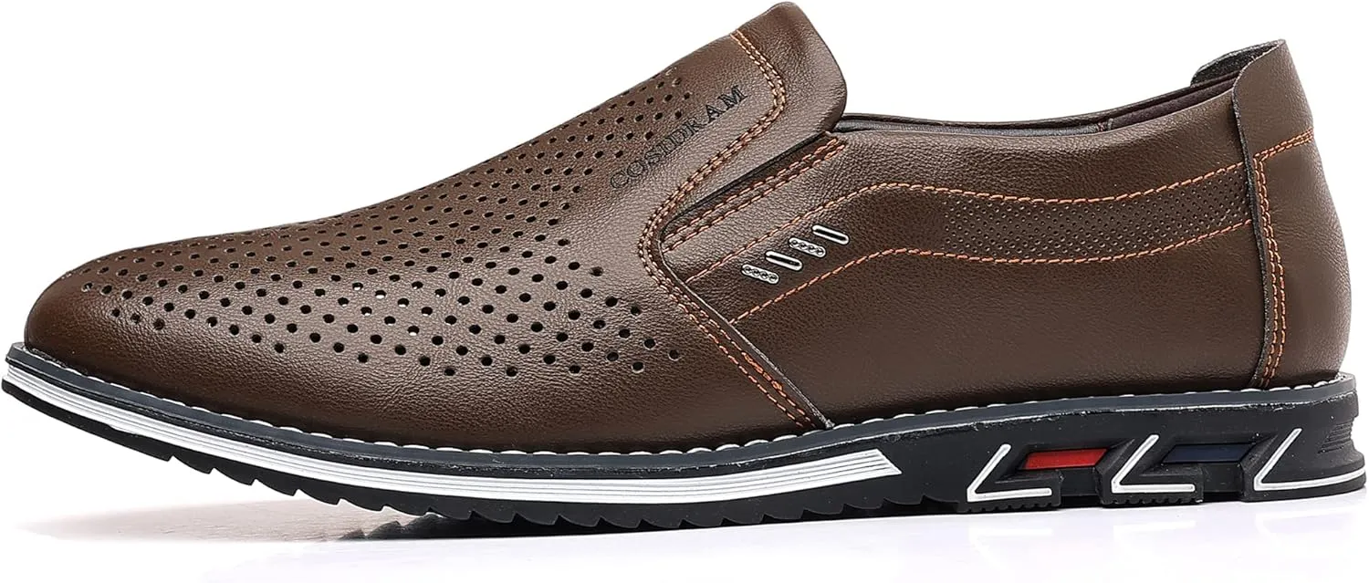 COSIDRAM Mens Casual Shoes Slip on Loafers Lightweight Hollow Out Breathable Male Shoes