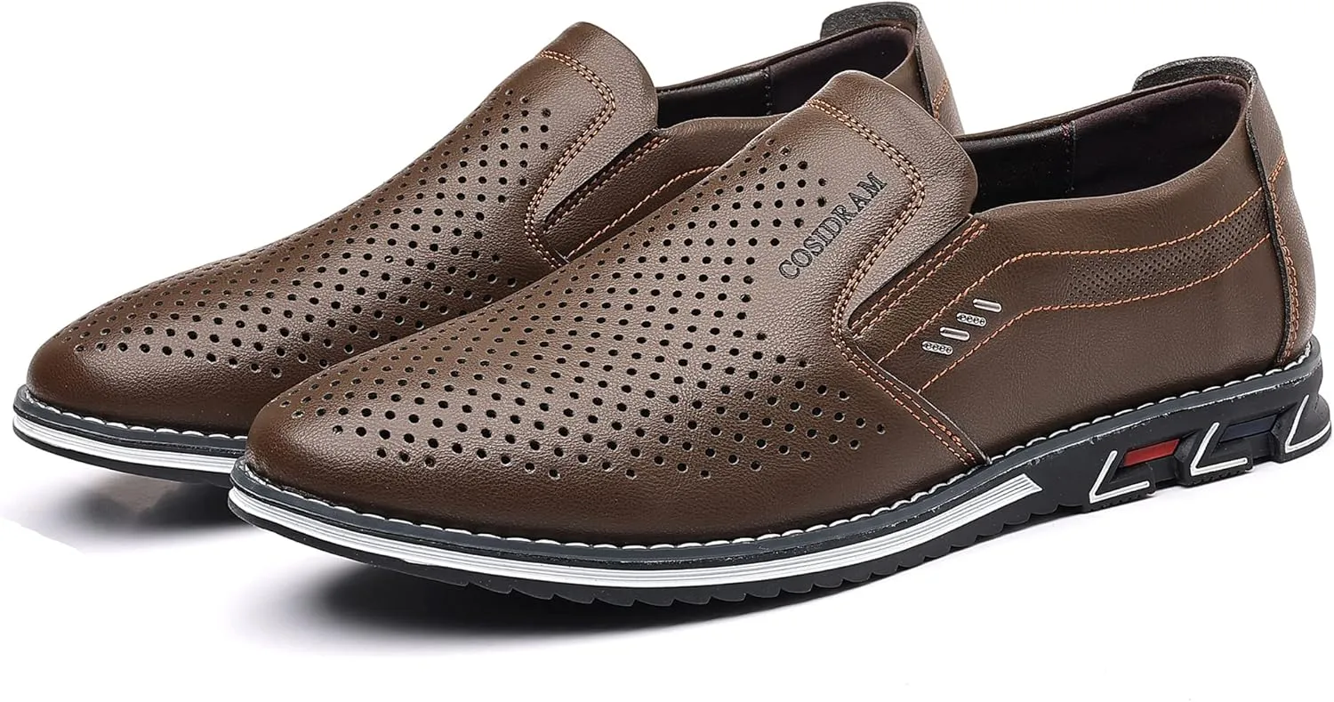 COSIDRAM Mens Casual Shoes Slip on Loafers Lightweight Hollow Out Breathable Male Shoes