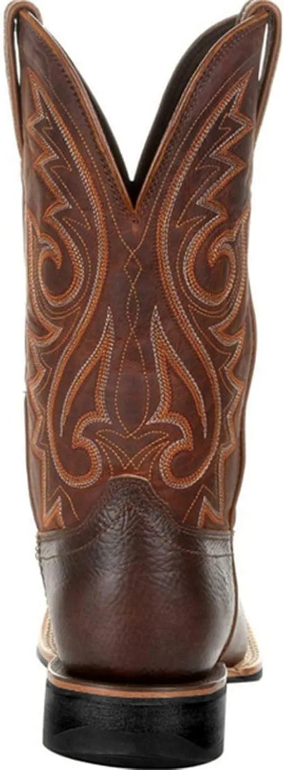 Cowboy Boots for Men,Leather Retro Embroidered Middle Tube Thick Soled Lightweight Durable Country Western Boots for Men