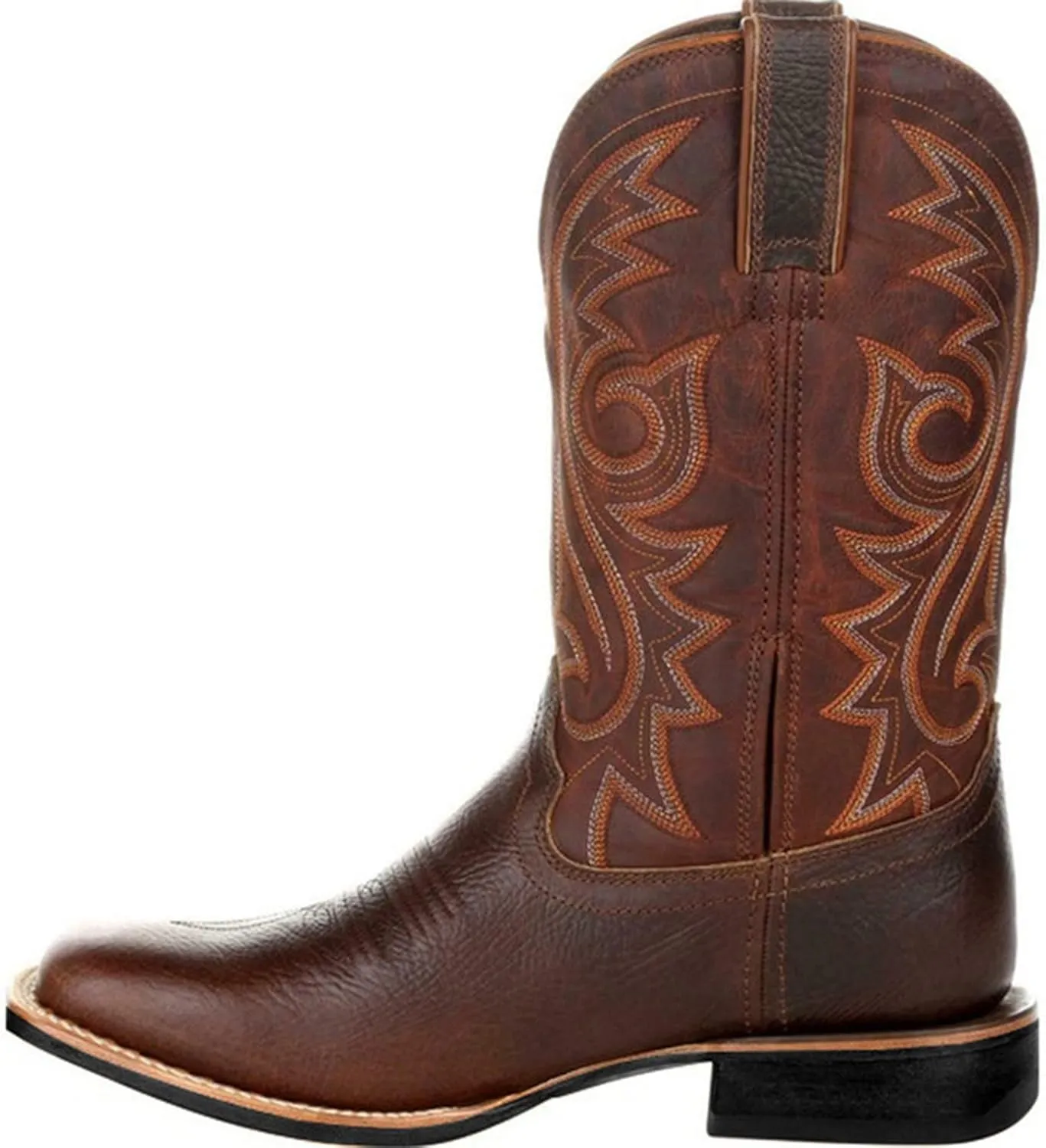 Cowboy Boots for Men,Leather Retro Embroidered Middle Tube Thick Soled Lightweight Durable Country Western Boots for Men