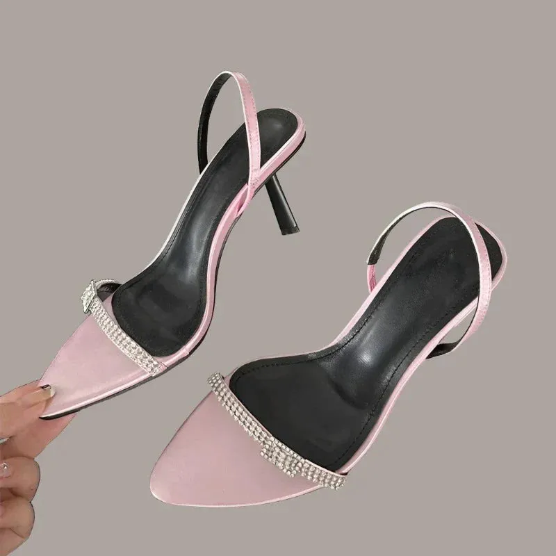 Crystal Ankle Strap Thin High Heels Shoes