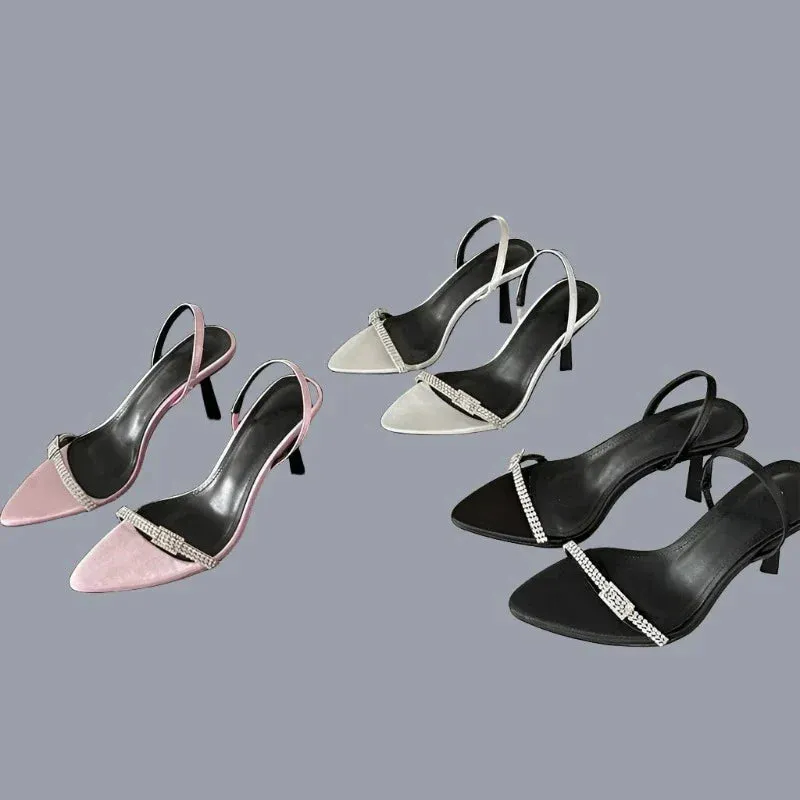 Crystal Ankle Strap Thin High Heels Shoes