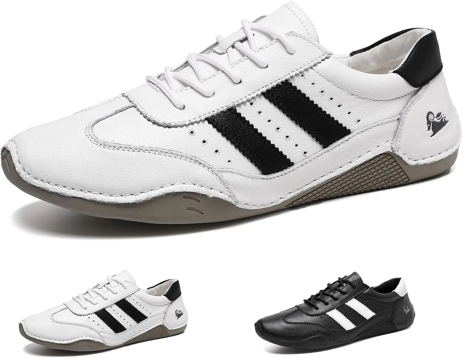 Cubicbee Mens Lace Up PU Leather Sneakers Comfort Low-top Flat Walking Shoes Casual Breathable Fashion Sneakers Non-Slip Couple Shoes