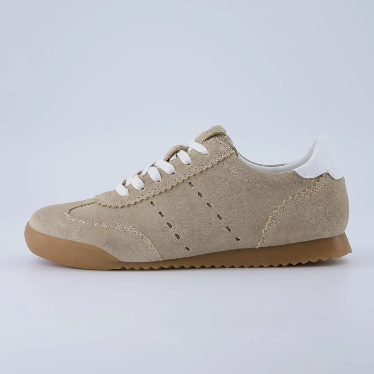 CUSHIONAIRE Tick Tock Women's Genuine Leather Lace-Up Casual Sneaker – Retro-Inspired Walking Shoe with Gum Rubber Outsole, Cushioned Arch Support, Lightweight Low Top Trainer