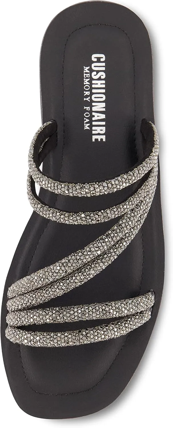 CUSHIONAIRE Women's Athena rhinestone sandal  Memory Foam