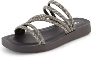 CUSHIONAIRE Women's Athena rhinestone sandal  Memory Foam