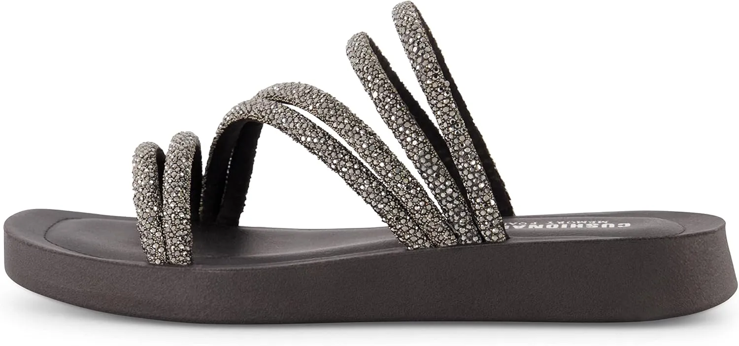 CUSHIONAIRE Women's Athena rhinestone sandal  Memory Foam