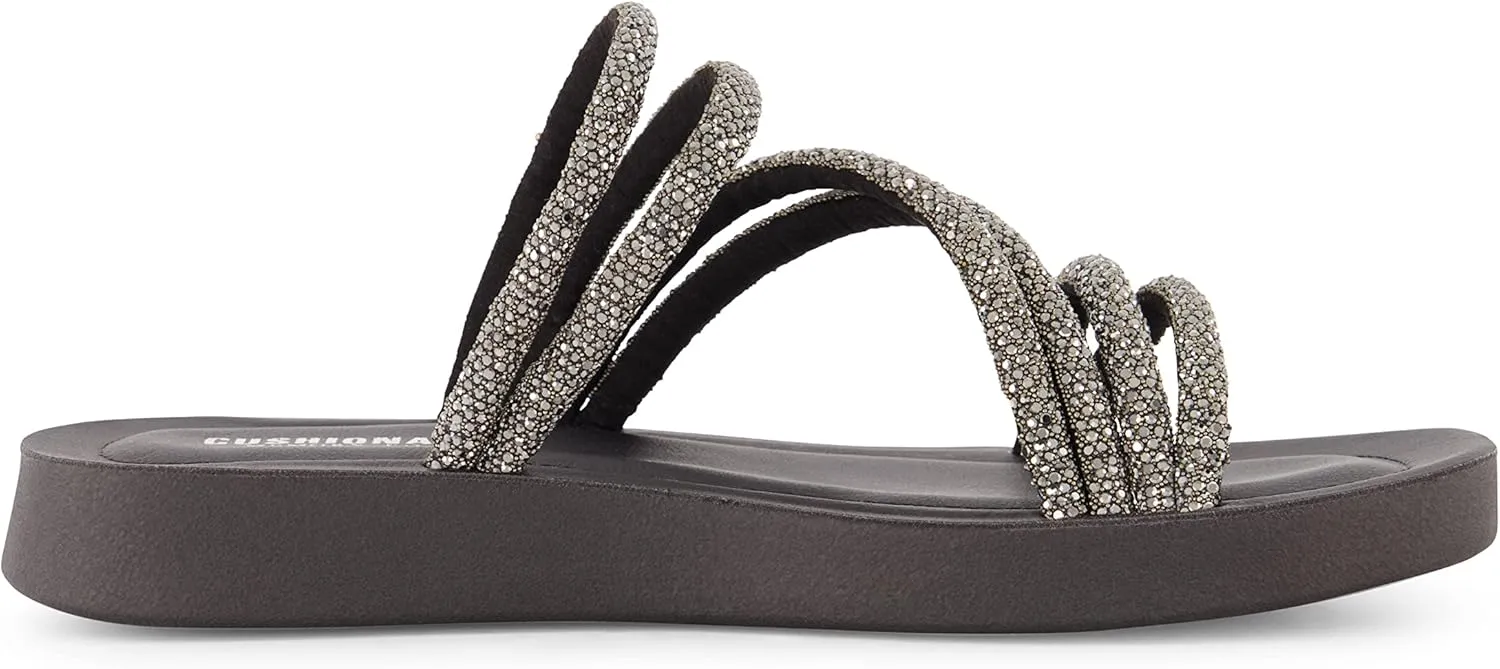 CUSHIONAIRE Women's Athena rhinestone sandal  Memory Foam