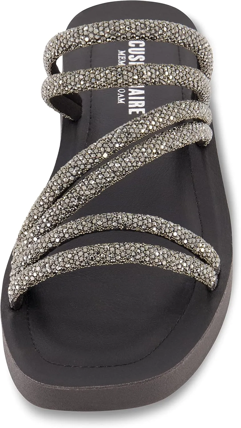 CUSHIONAIRE Women's Athena rhinestone sandal  Memory Foam