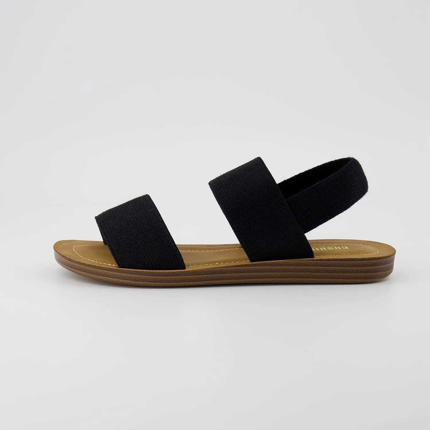 CUSHIONAIRE Women's Gabi stretch linen sandal  Memory Foam padding