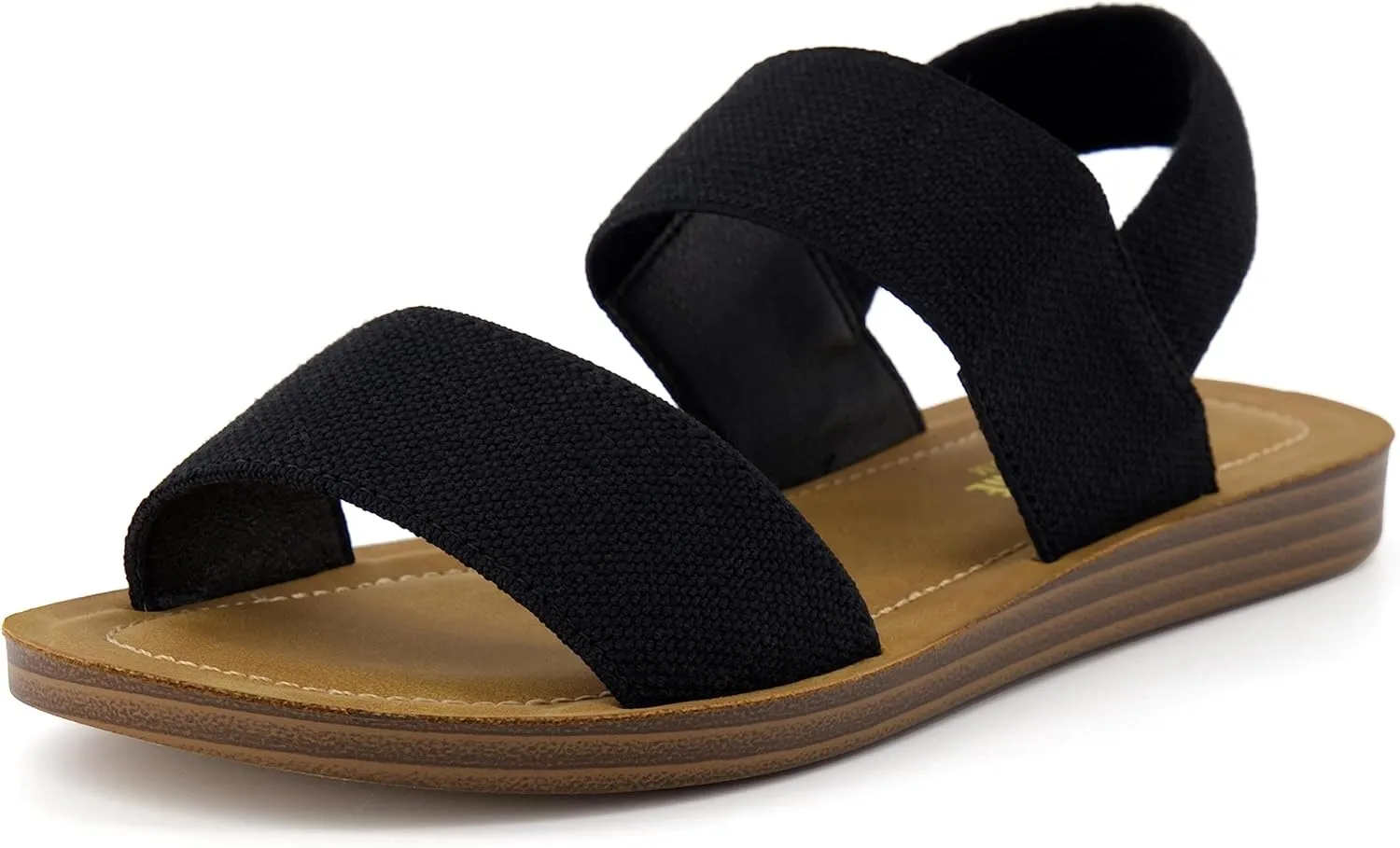 CUSHIONAIRE Women's Gabi stretch linen sandal  Memory Foam padding