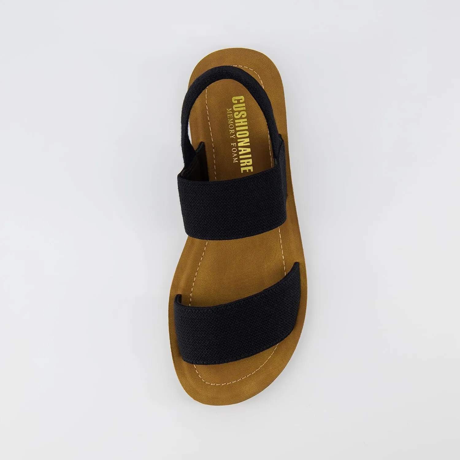 CUSHIONAIRE Women's Gabi stretch linen sandal  Memory Foam padding
