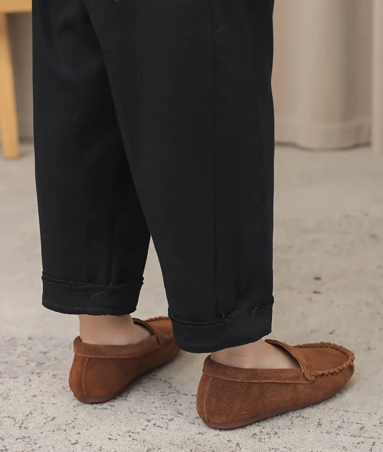 DADAWEN Toddler Little Kid Boys Girls Soft Suede Leather Slip On Flat Boat Dress Shoes Wedding Church Oxford Shoes Loafers