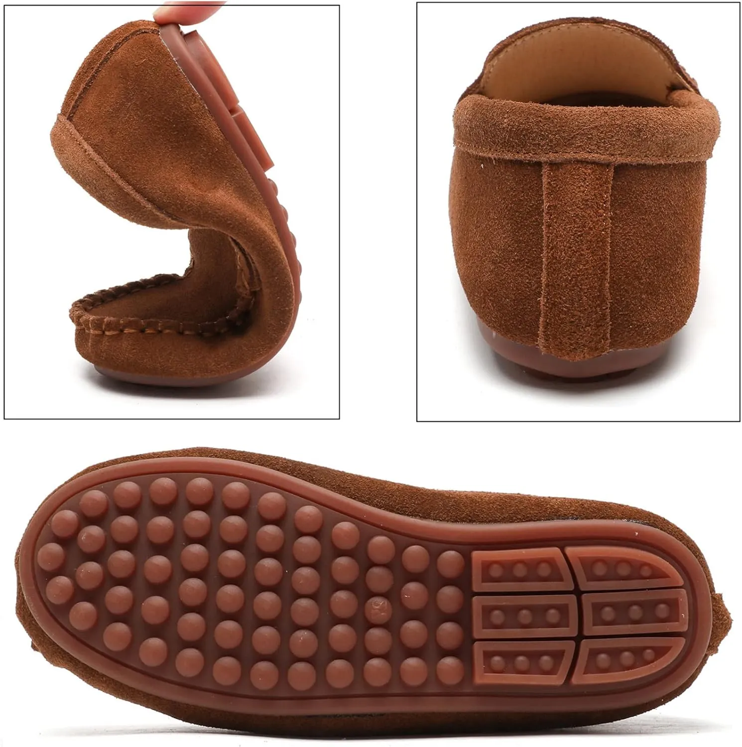 DADAWEN Toddler Little Kid Boys Girls Soft Suede Leather Slip On Flat Boat Dress Shoes Wedding Church Oxford Shoes Loafers