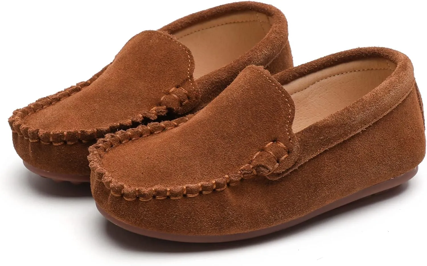 DADAWEN Toddler Little Kid Boys Girls Soft Suede Leather Slip On Flat Boat Dress Shoes Wedding Church Oxford Shoes Loafers