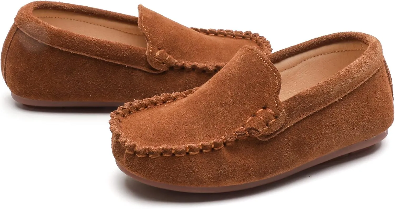 DADAWEN Toddler Little Kid Boys Girls Soft Suede Leather Slip On Flat Boat Dress Shoes Wedding Church Oxford Shoes Loafers