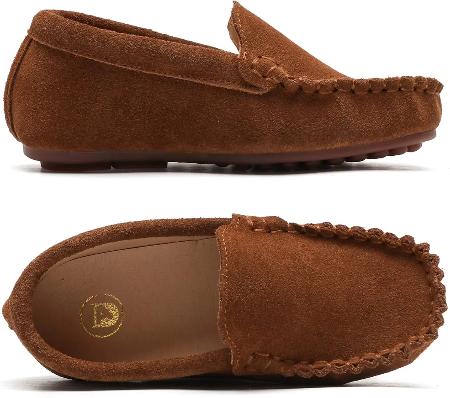DADAWEN Toddler Little Kid Boys Girls Soft Suede Leather Slip On Flat Boat Dress Shoes Wedding Church Oxford Shoes Loafers