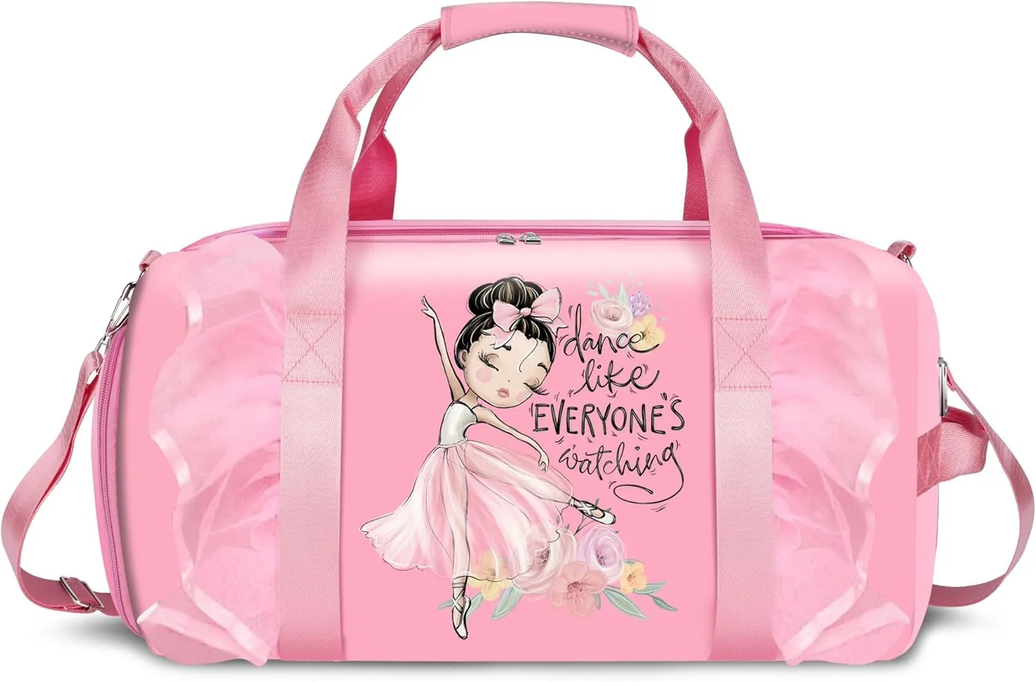 Dance Bag Girls, Cute Duffle bag for Girls, Gymnastics Sports Bag for Kids with Shoe Compartments