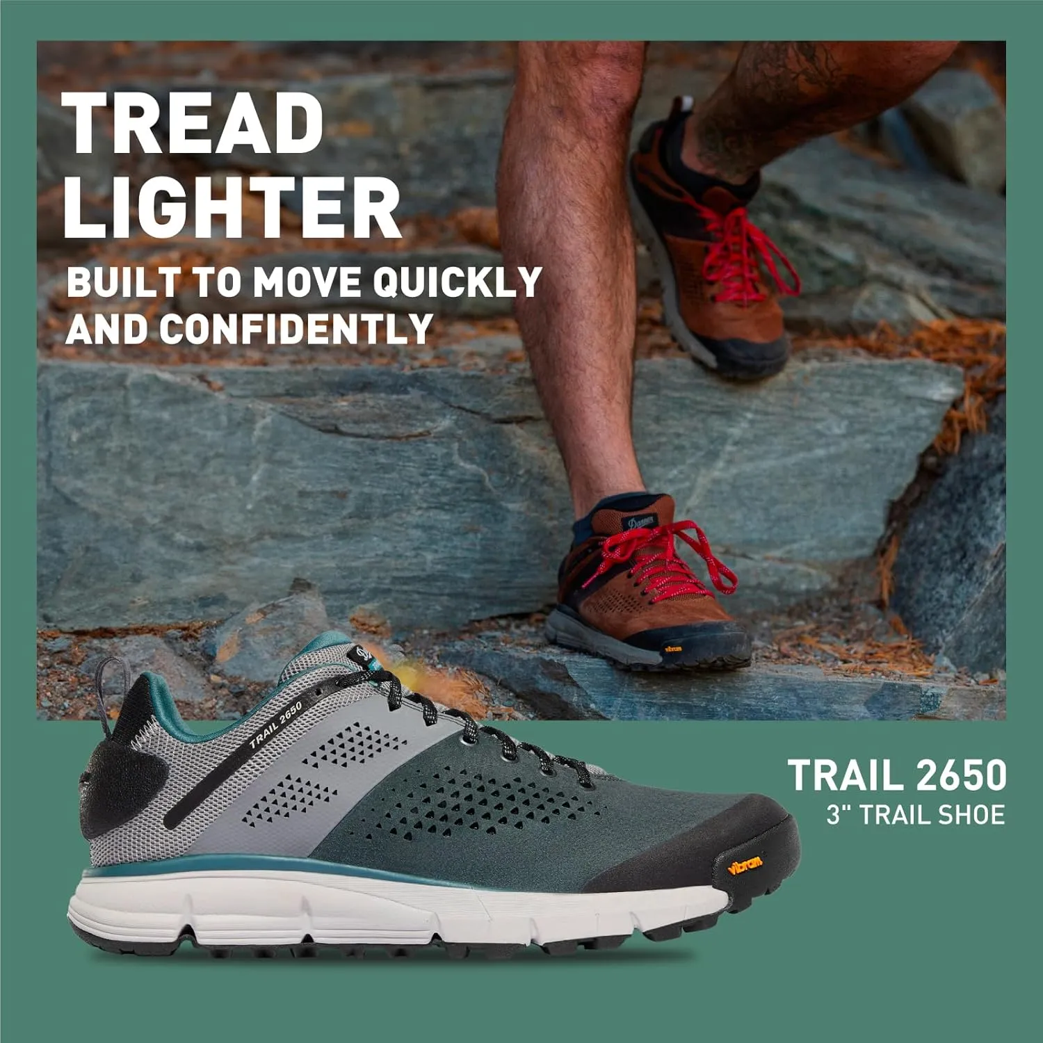 Danner Trail 2650 Hiking Shoes for Men - Durable Suede, Lightweight Textile with Breathable Mesh Lining, Ortholite Footbed & Vibram Traction Outsole