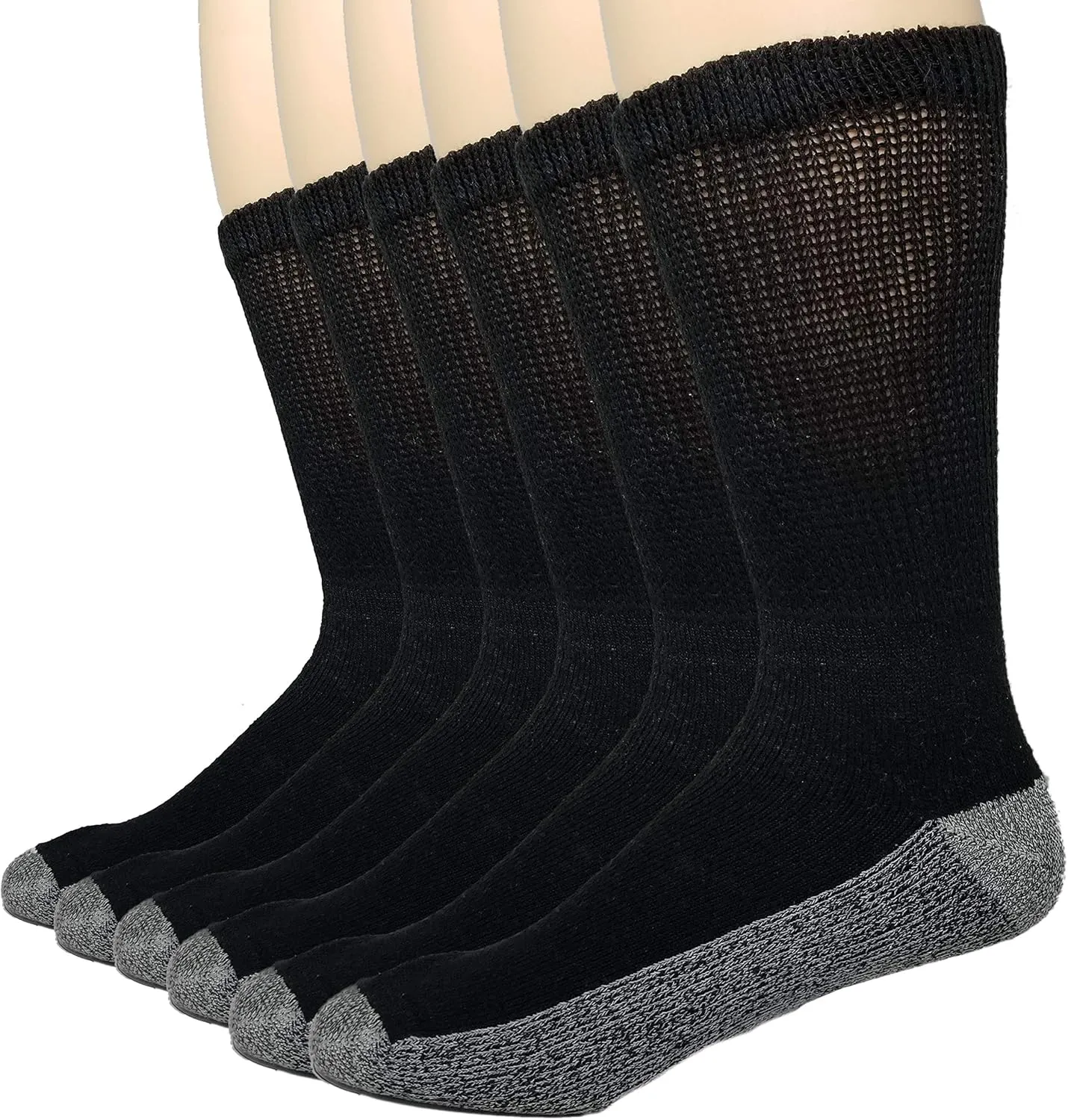Debra Weitzner Diabetic Socks For Men and Women Loose Fit Non-Binding Cotton Crew Socks 6 Pairs