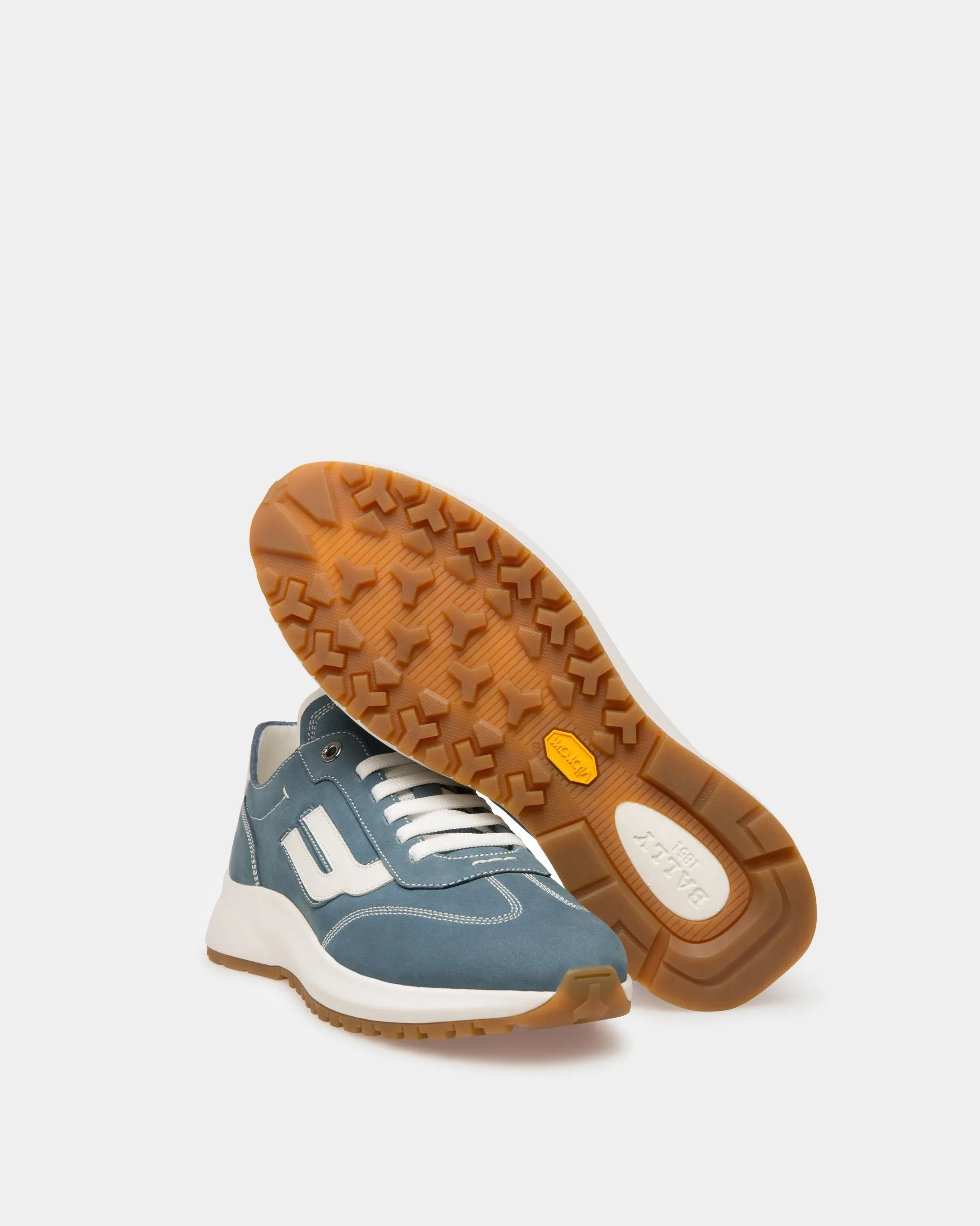 Demyl Leather Sneakers In Blue & White