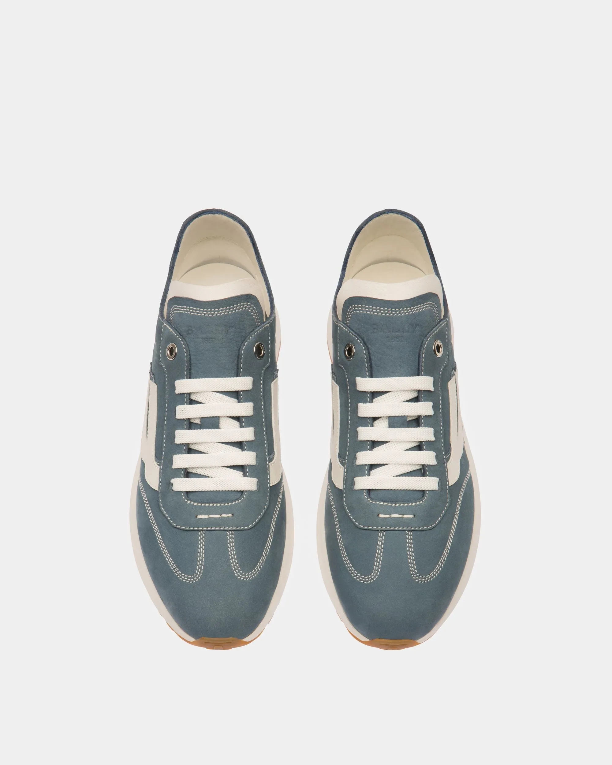 Demyl Leather Sneakers In Blue & White