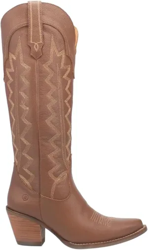 Dingo Womens High Cotton Embroidery Snip Toe Casual Boots Knee High Mid Heel 2-3" - Black