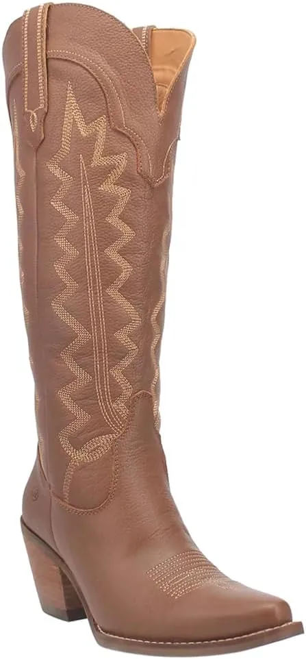 Dingo Womens High Cotton Embroidery Snip Toe Casual Boots Knee High Mid Heel 2-3" - Black