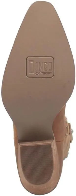 Dingo Womens Talkin' Rodeo Studded Snip Toe Pull On Casual Boots Knee High Mid Heel 2-3" - Off White